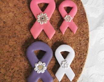 Pin de lazo de concientización sobre el cáncer hecho a mano con arcilla polimérica
