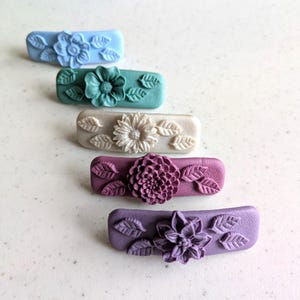 Monochrome french barrette, hair barrette, handmade hair clip, floral hair barrette, monochrome hair accessory