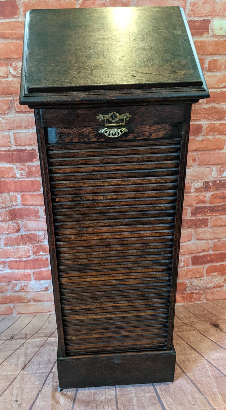Antique Tambour Front Filing on Castors With Lock and Etsy UK