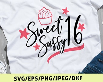 Download Sweet 16 Svg Sweet Sixteen Svg Birthday Svg Dxf Birthday ...