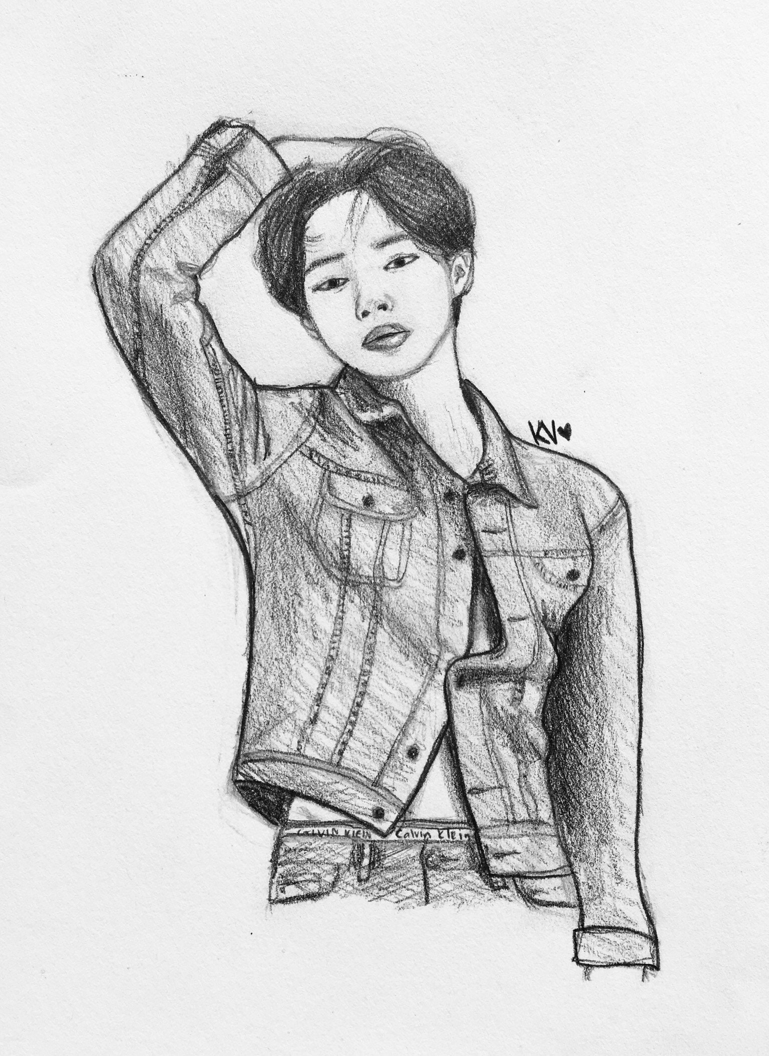 Simple Jimin Sketch Drawing for Beginner