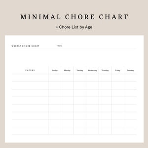 Chore Chart and Chore List by Age Toddler Chore Elementary Chore List Children House Chores Age 4 List Chore 5 Year Old Chore My Chore Chart