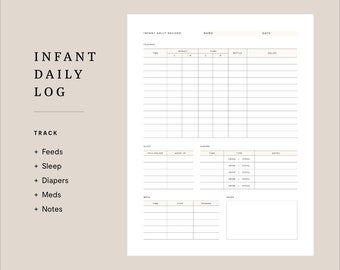 Infant Daily Log Newborn Feeding Chart Diaper Newborn Feeding Log Breastfeeding Tracker Bottle Log Infant Tracker Sheet Baby Feeding Log