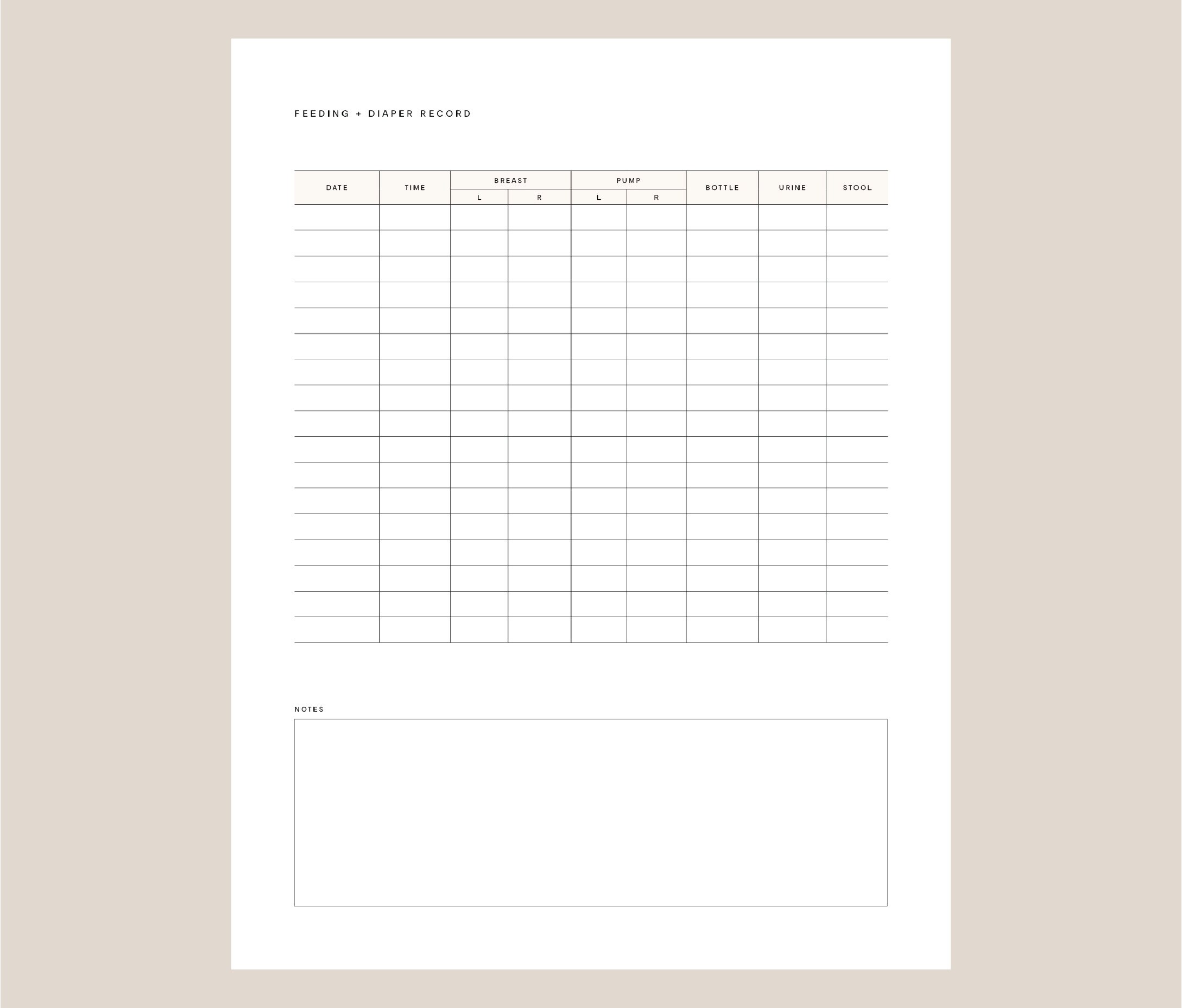 Newborn Feeding Diaper Log Newborn Diaper Feeding Tracker Breastfeeding