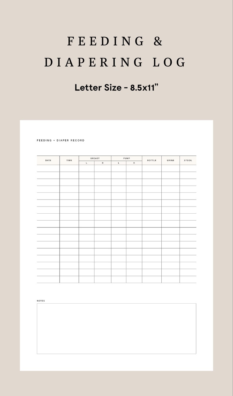 Newborn Feeding Diaper Log Newborn Diaper Feeding Tracker Breastfeeding
