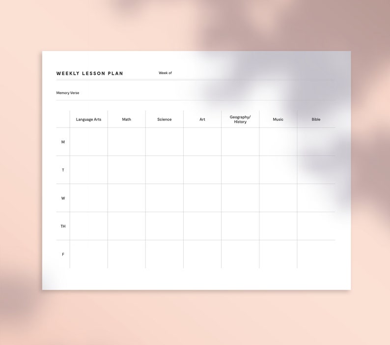 Homeschool Weekly Lesson Plan Digital Homeschool Weekly Schedule Download Homeschool Lesson Plan Printable Homeschool Digital Plan image 1