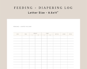 Newborn Feeding Diaper Log Newborn Diaper Feeding Tracker Breastfeeding Log Digital Bottle Log Infant Daily Chart Newborn Feeding Log Track