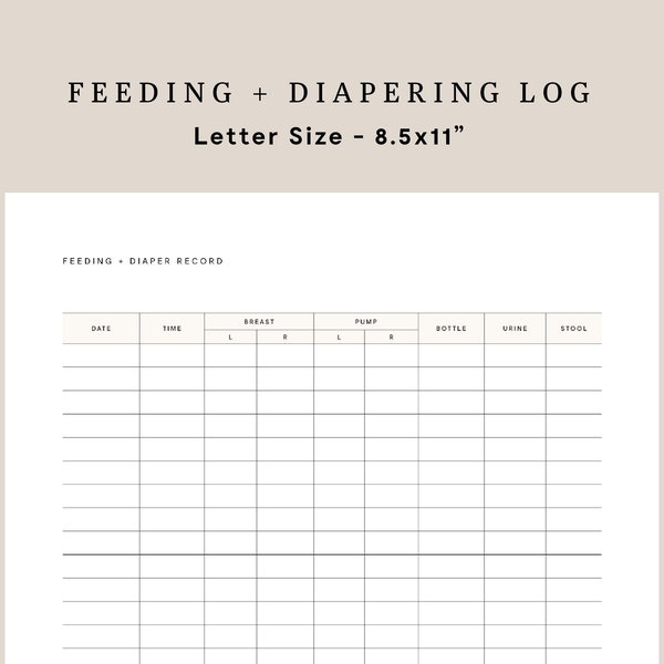 Newborn Feeding Diaper Log Newborn Diaper Feeding Tracker Breastfeeding Log Digital Bottle Log Infant Daily Chart Newborn Feeding Log Track