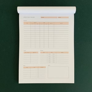 Printed Infant Daily Log Notepad Newborn Feeding Diaper Notepad Newborn Log Breastfeeding Bottle Notepad Infant Notepad Baby Feeding Notepad