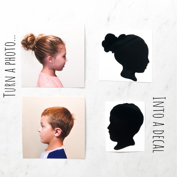 Custom Silhouette decal, Turn a photo into a decal, Side profile silhouette, Side profile silhouette decal, Custom Child Silhouette decals