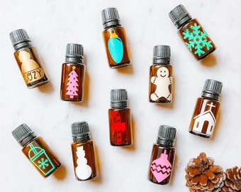 Christmas essential oil labels, 15ml Christmas essential oil labels, essential oil labels, empty 15ml essential oil labels, Christmas tree