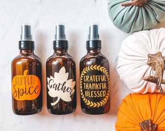 Fall essential oil labels, essential oil labels, grateful thankful blessed label, gather label, pumpkin spice label, spray bottle labels