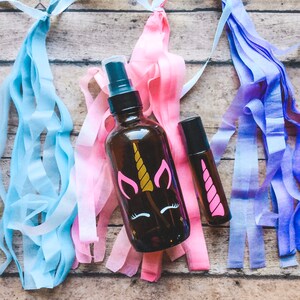 Unicorn spray bottle label, essential oil labels, custom spray label, unicorn horn essential oil label, kid essential oil spray bottle label