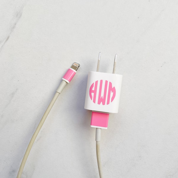 Monogram phone charger label, monogram phone charger decal, mini monograms, charger sticker, charger decal, label your charger, iPhone decal