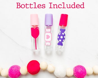 Valentine Labels WITH Bottles, Valentine Roller-Bottles, 10ml Roller-Bottle Labels, Valentine Essential Oil Labels, Candy Oil Labels