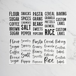 Pantry Label Sheet, 22 Pantry Decals, Custom Pantry Labels, Pantry Labels, Pantry Organization, Pantry Stickers, Customizable Pantry Labels
