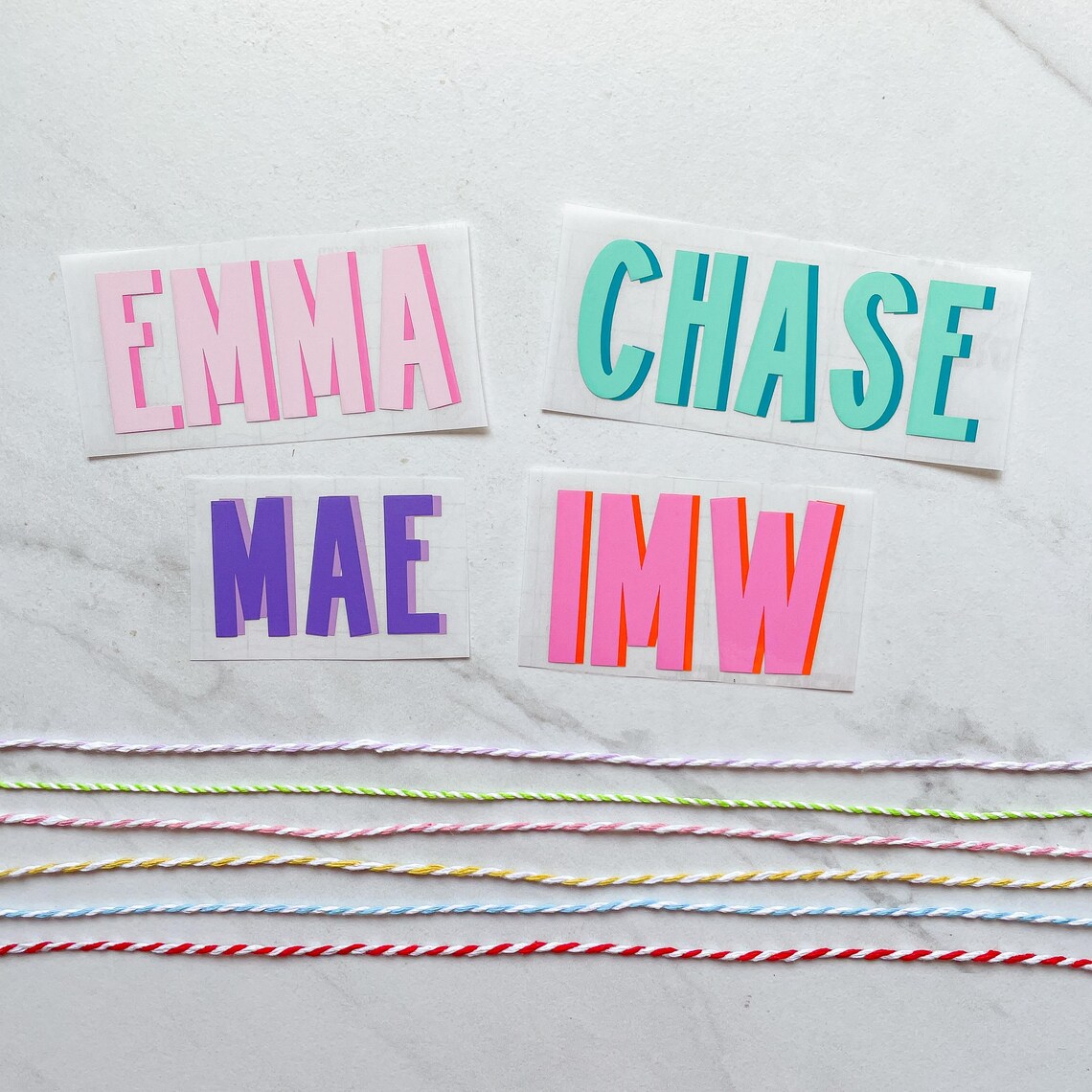 Multi Colo Monogram Custom Name Decal, Double Layer Name Sticker, Double Layer Monograms ...