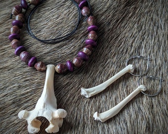 Jewellery set ~ Real bone earrings and necklace ~ Handmade bone earrings ~ by NoaidiDreads