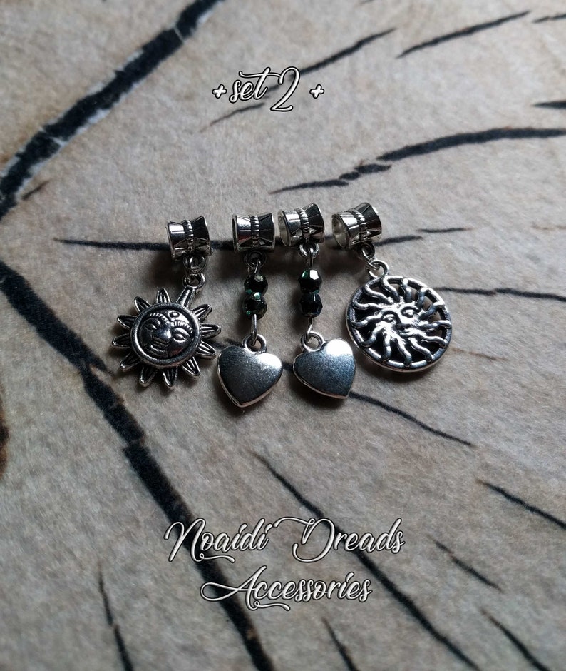 Dread beads ~ Set of 4 dangling dread beads /'/'Set 2/'/' ~ Handmade ~ by NoaidiDreads