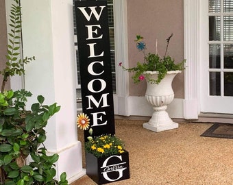 5ft Welcome Sign Planter Box, Porch Planter, Large Welcome Board With Planter, Homeowner Gift, Front Entryway Sign, Entryway Planter,