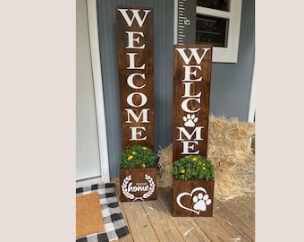Welcome Sign Planter Box, Porch Planter, Welcome Board With Planter, Homeowner Gift, Front Entryway Sign, Entryway Planter