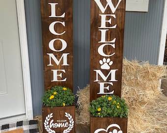 Welcome Sign Planter Box, Porch Planter, Welcome Board With Planter, Homeowner Gift, Front Entryway Sign, Entryway Planter