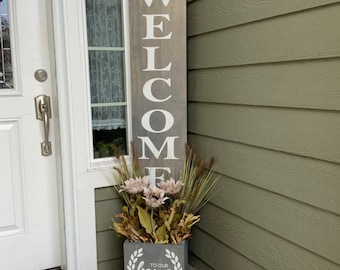 Personalized Welcome Sign with Planter Box, Front Porch Decor