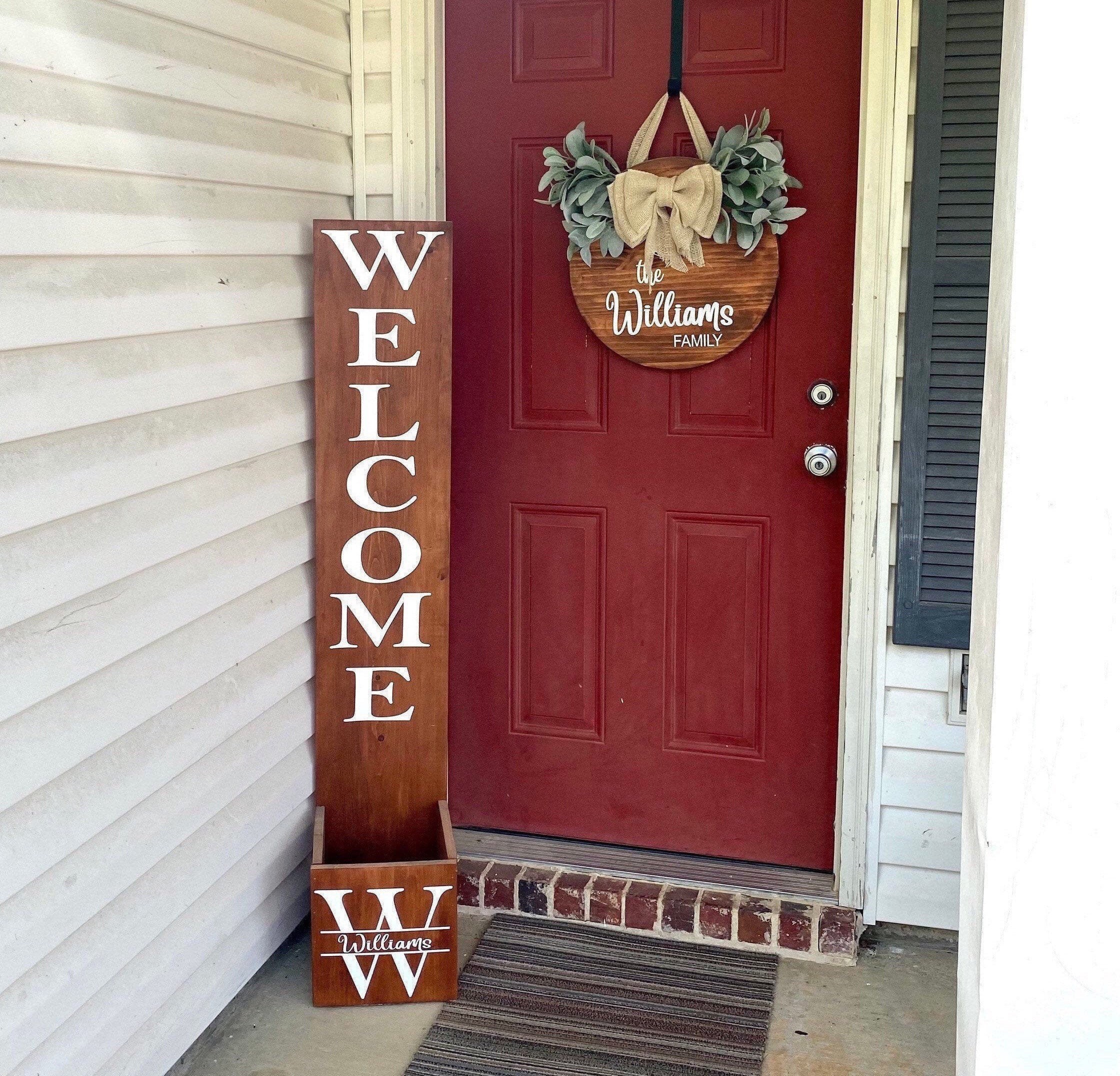 Welcome sign planter box