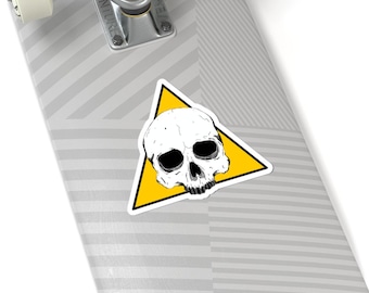 Skull Warning Sticker, Edgy Laptop Skateboard Decal