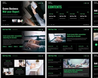 Dark Night Green Clean Mid-year Report PowerPoint Template