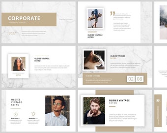 Minimal Marble Magazine Style PowerPoint Template