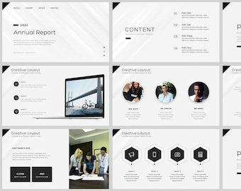 Black & White Magazine Style Business PowerPoint Template