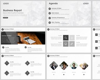 Black & White Magazine Style Business PowerPoint Template