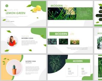 Lemon Green Minimal Magazine Style PowerPoint Template