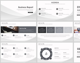 Black & White Magazine Style Business PowerPoint Template
