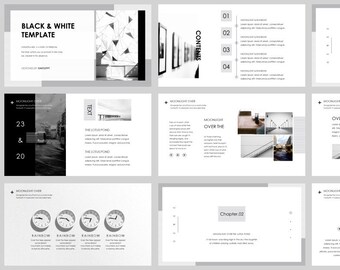 Black & White Magazine Style Business PowerPoint Template