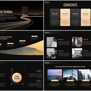 Modern Black Golden Business Summary Report PowerPoint Template
