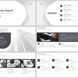 Modello di PowerPoint per affari in stile rivista in bianco e nero