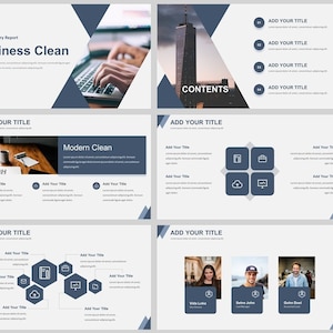 Minimale blauwe zakelijke PowerPoint-sjabloon