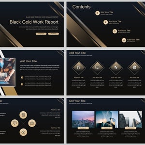 Black Gold Business Report PowerPoint Template