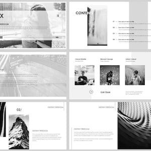 Black And White Minimal Magazine Style PowerPoint Template