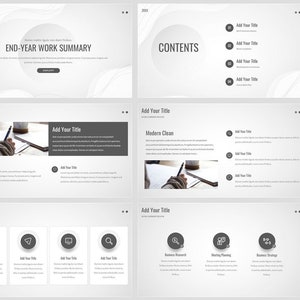 Black & White Work Summary PowerPoint Template