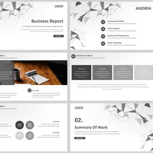 Modello PowerPoint business in stile rivista in bianco e nero