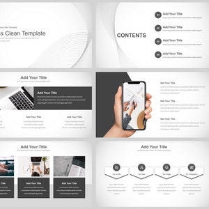 Modello PowerPoint business in stile rivista in bianco e nero