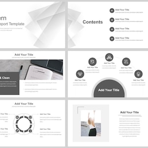 Modello PowerPoint business in stile rivista in bianco e nero