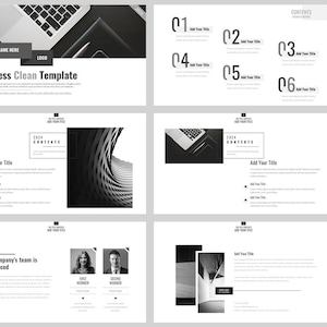 Black & White Modern Clean Business Powerpoint Template - Etsy