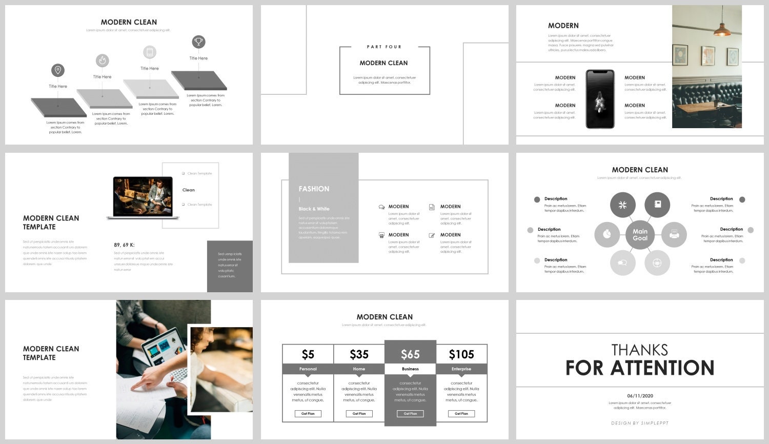 Minimal Line Business Annual Report Powerpoint Template - Etsy