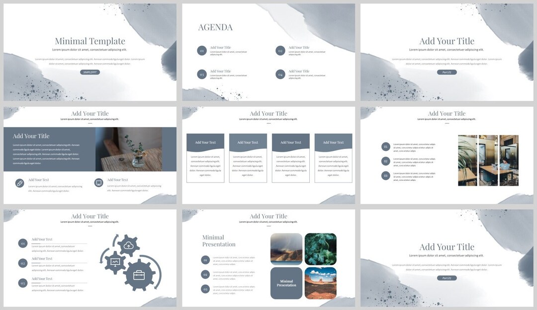 Minimal Watercolors Clean Report Powerpoint Template - Etsy