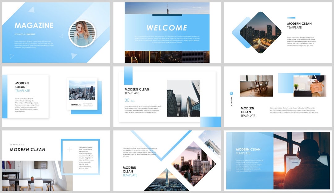 Minimal Magazine Style Business Powerpoint Template - Etsy