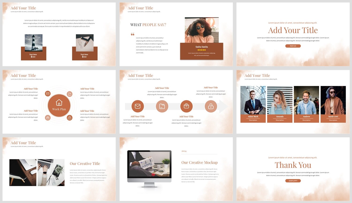 Minimal Watercolors Clean Report Powerpoint Template - Etsy